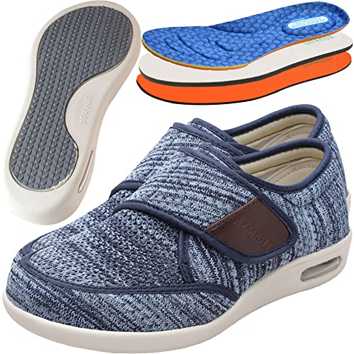 AZMAHT Diabetiker Schuhe Herren Orthopädische Hausschuhe Herren Extra Weit Freizeitschuhe Verbandsschuhe Hallux Orthopädische Schuhe Herren mit Klettverschluss Breiter Orthopädische,Light Blue,45EU von AZMAHT