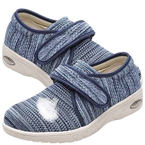 AZMAHT Hallux Valgus Schuhe Damen Hausschuhe Rutschfest Senioren Schuhe Herren mit Klettverschluss Gesundheitsschuhe Damen Senioren Hausschuhe Damen,Lightblue,39 EU von AZMAHT