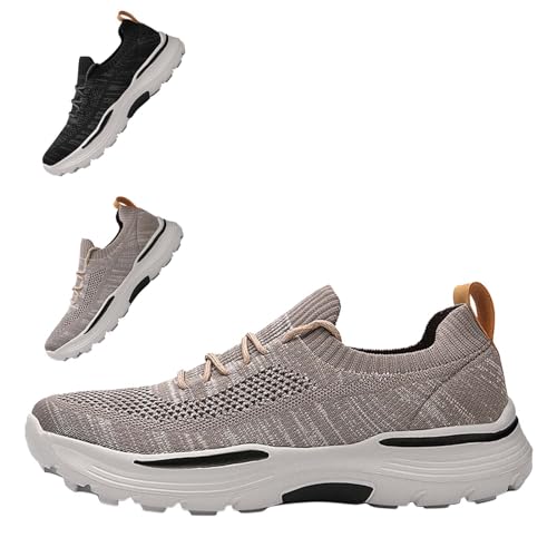 AZMAHT Herren Extra Breit Leicht Trekkingschuhe Atmungsaktiv Freizeitschuhe Tennis Fitness Jogging Walkingschuhe Herren Slipper Herren Extra Breit Leicht Trekkingschuhe,Grau,48/290mm von AZMAHT