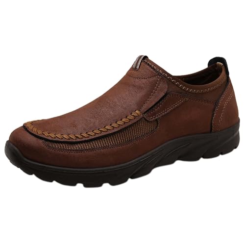 AZMAHT Herren Leichtes Slip On Sneaker Outdoor Joggingschuhe Sportschuhe für Hallen Atmungsaktive rutschfeste Wanderschuhe Herren Sneakers Walkingschuhe,Dark Brown,48/290mm von AZMAHT