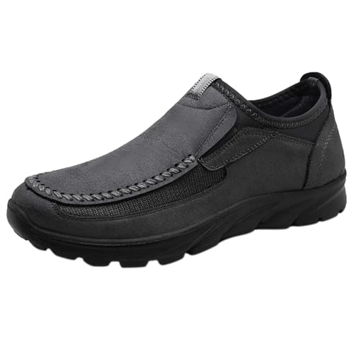 AZMAHT Herren Leichtes Slip On Sneaker Outdoor Joggingschuhe Sportschuhe für Hallen Atmungsaktive rutschfeste Wanderschuhe Herren Sneakers Walkingschuhe,Grau,41/255mm von AZMAHT