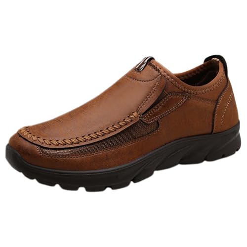 AZMAHT Herren Leichtes Slip On Sneaker Outdoor Joggingschuhe Sportschuhe für Hallen Atmungsaktive rutschfeste Wanderschuhe Herren Sneakers Walkingschuhe,Light Brown,43/265mm von AZMAHT