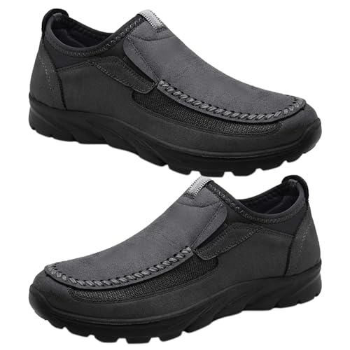 AZMAHT Herren Leichtes Slip On Sneaker Sportschuhe für Hallen Atmungsaktive rutschfeste Wanderschuhe Herren Sneakers Walkingschuhe Bequeme Schlupfschuhe,Grau,39/245mm von AZMAHT