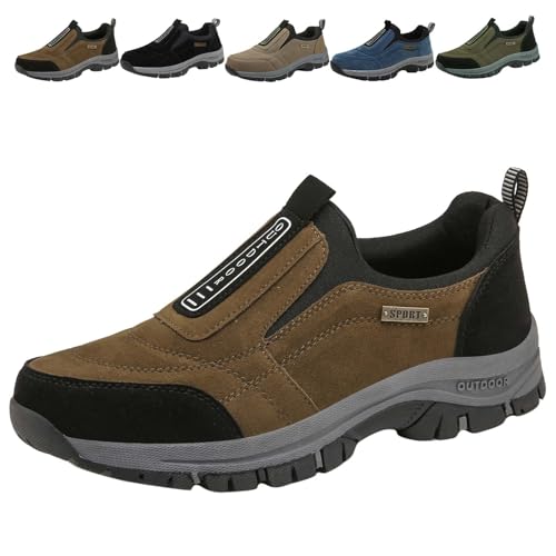 AZMAHT Herren Low-Top Sneaker Atmungsaktive rutschfeste Wanderschuhe Freizeit Straßenlaufschuhe Leichte Luftkissen Mesh Turnschuhe Freizeit Atmungsaktive Fitness Turnschuhe,Braun,44/270mm von AZMAHT