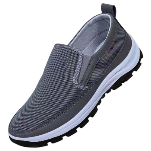 AZMAHT Herren Schuhe zum reinschlüpfen Herren Bequeme Schuhe Schuhe breite füße Herren Slip-On-Schuhe Sommerschuhe Herren Bequem Atmungsaktive Leichtgewichts Fitness Turnschuhe,Grau,40/250mm von AZMAHT