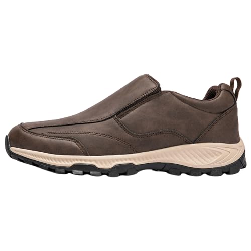 AZMAHT Herren Slip-On Herren Sneaker ohne schnürsenkel Leder Sneaker Herren Schuhe breite füße Herren Trail Running Schuhe Herren Tennisschuhe Herren,Braun,43/265mm von AZMAHT