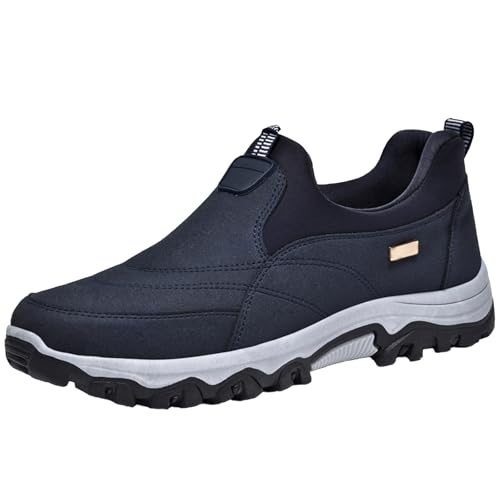 AZMAHT Herrenschuhe Extra Weit Wanderschuhe Herren rutschfest Trekkingschuhe Herren Niedrige Spitze Outdoor Schuhe Herren Leinwand Herrenschuhe Extra Weit Bequeme Schuhe,Blau,42.5 EU von AZMAHT