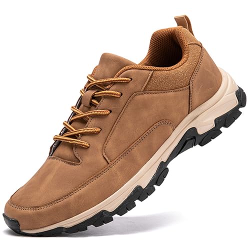 AZMAHT Orthopädische Herren Sneaker Weit Hausschuhe Leder Laufschuhe Herren Sneaker Sportschuhe für Herren Turnschuhe Leichtgewichts Fitness Sport Schuhe Manner,Khaki,43/265mm von AZMAHT