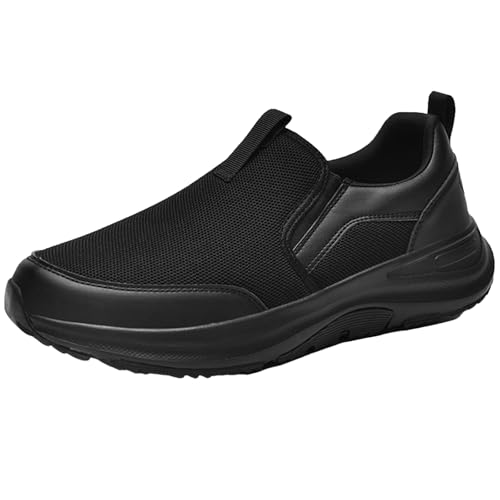 AZMAHT Orthopädische Schuhe Herren extra breite Schuhe Slip On Walking Schuhe mit Fußgewölbestütze leichte Outdoor SchuheLeicht Arbeitsschuhe Schuhe zum ReinschlüPfen Herren,Schwarz,43 EU von AZMAHT