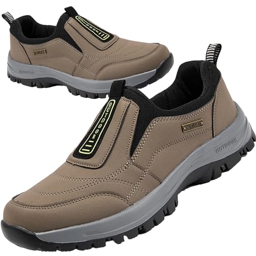 AZMAHT Orthopädische Schuhe wasserdichte Herren Wanderschuhe Outdoor Atmungsaktiv Reisen Bergschuhe Herren Wasserdicht Leicht Trekkingschuhe Herren,Khaki,41/255mm von AZMAHT