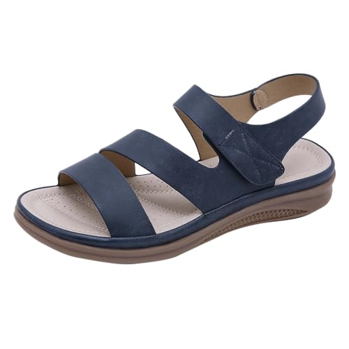 AZMAHT Sandalen damen sommer orthopädische schuhe damen sommerschuhe damen bequem plateau sandalen damen Damen-Sandalen mit Klettverschluss Weichen Sohlen Sommerschuhe,Blau,38/240mm von AZMAHT