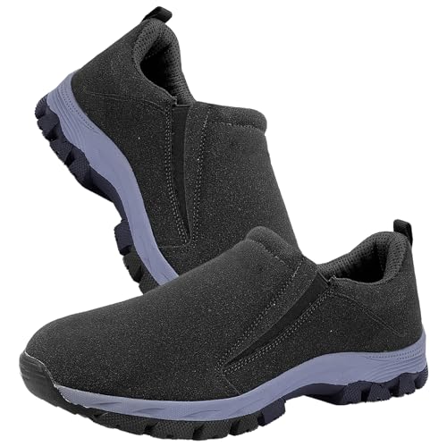 AZMAHT Schuhe Extra Weit Herren Slip On Sneaker freihändig Herren Schuhe Ohne Schnürsenkel Leichte Sportschuhe Atmungsaktives Freizeitschuhe Schuhe Orthopädische Schuhe Herren,Schwarz,48 EU von AZMAHT