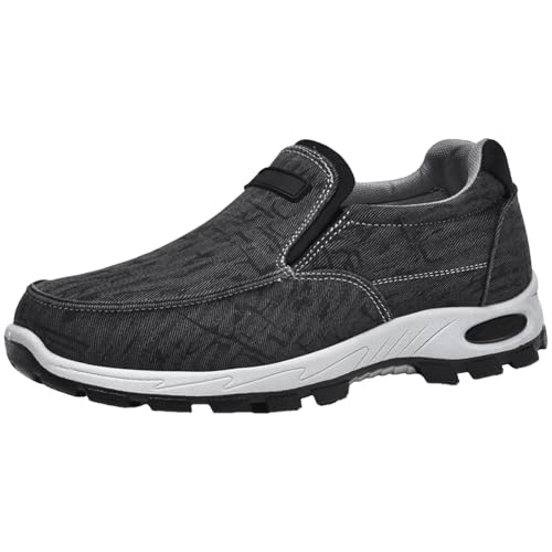 AZMAHT Herren Sneaker Extra Weit wasserdichte Schuhe Outdoor Schuhe Slip-ins Schuhe für geschwollene Füße, Schwarz, 43 EU von AZMAHT