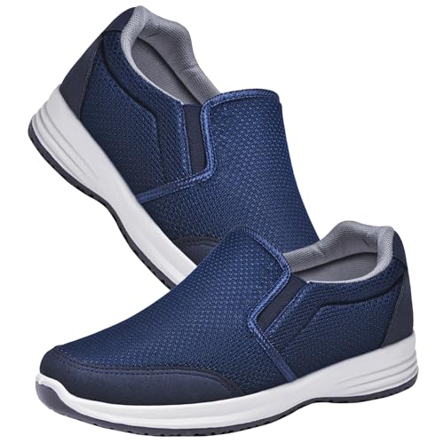 AZMAHT Slip On Sneaker Herren Extra Weite Turnschuhe rutschfest Walkingschuhe Breit Outdoor Schuhe Bequem Leichte Atmungsaktive Diabetiker Schuhe Damen Extra Weit,Blue 01,41 EU von AZMAHT