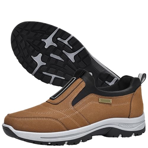 AZMAHT Slip On Sneakers Herren Damen Nurse Schuhe Walkingschuhe Outdoor Turnschuhe Sportschuhe Gym Bequem Leichte Schuhe Atmungsaktiv Freizeitschuhe Schuhe zum ReinschlüPfen Herren,Braun,37 EU von AZMAHT