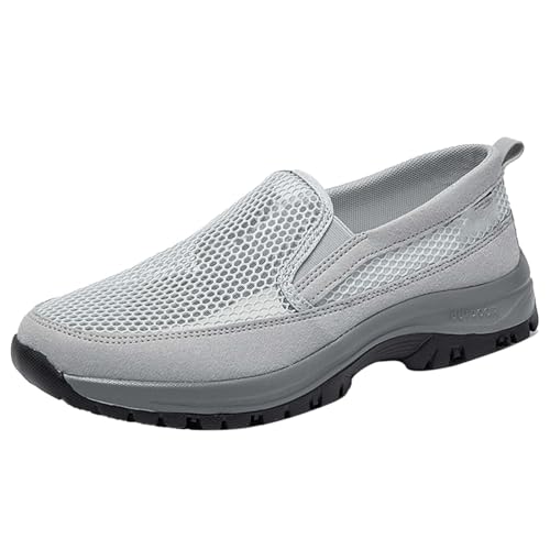 AZMAHT Slip On Walking Schuhe Herren Sommerschuhe zum reinschlüpfen Freizeit Atmungsaktive Fitness Turnschuhe Plattform Air Leichte Outdoor Walking Schuhe,Grau,41/255mm von AZMAHT