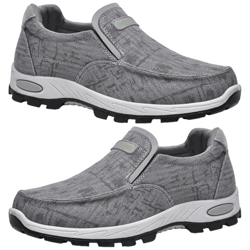 AZMAHT Slip on Sneakers Herren Diabetiker Schuhe Herren Extra Weit Outdoor Schuhe Herren Wasserdicht Outdoorschuhe Herren Schuhe Breite FüßE Herren,Grau,42.5 EU von AZMAHT