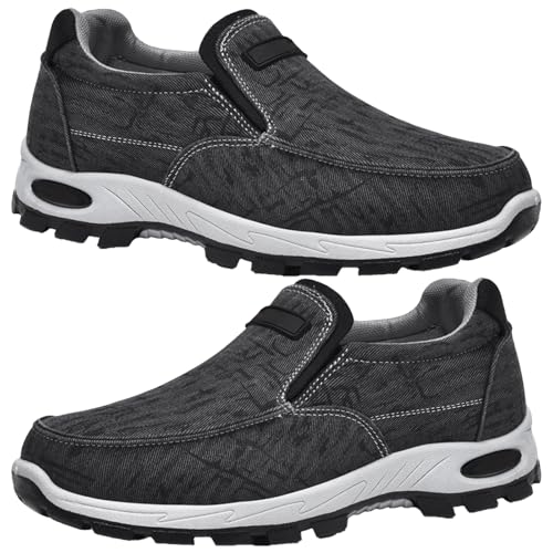 AZMAHT Slip on Sneakers Herren Diabetiker Schuhe Herren Extra Weit Outdoor Schuhe Herren Wasserdicht Outdoorschuhe Herren Schuhe Breite FüßE Herren,Schwarz,43 EU von AZMAHT