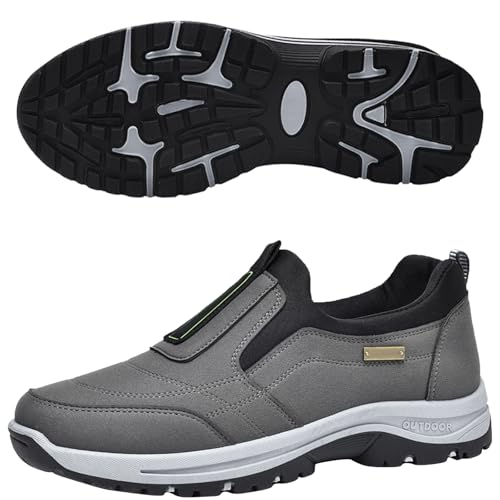 AZMAHT Sneaker Herren Schuhe Sportschuhe Laufschuhe Turnschuhe Herren Tennis Fitness Jogging Walkingschuhe Schuhe zum ReinschlüPfen Herren Orthopädische Schuhe Herren,Grau,44 EU von AZMAHT