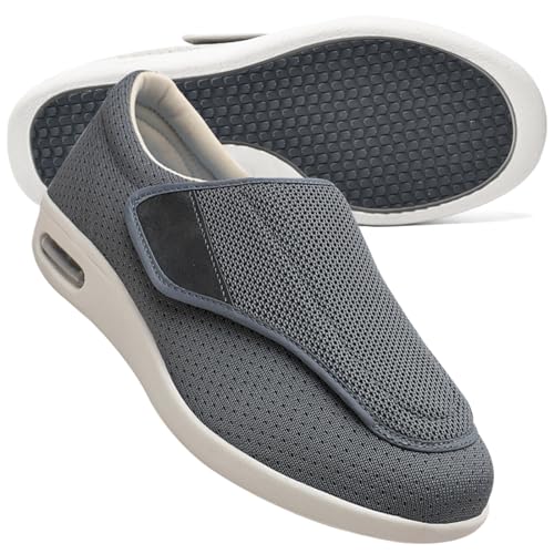 AZMAHT Verbandschuhe Herren Extra Weit Sandalen für Geschwollen Füße Slip On Sneakers Herren Walkingschuhe Extra Weit Business Walkingschuhe Sportschuhe,Grau,36 EU von AZMAHT