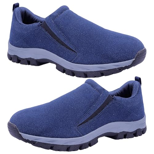 AZMAHT Wanderschuhe Herren Extra Breit Leicht Atmungsaktive Trekkingschuhe Weite Slip-On Outdoor Schuhe Schlupfschuhe Herren Diabetiker Schuhe Herren OrthopäDische Schuhe Herren,Blau,47 EU von AZMAHT