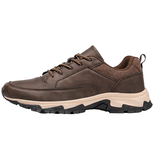 AZMAHT Wanderschuhe Herren SchnüRen Trekking Wanderschuhe FüR Herren PU-Leder Outdoor Schuhe Herren Sneaker Sportschuhe FüR Herren Komfortabel Freizeitschuhe Herren,Braun,38.5 EU von AZMAHT