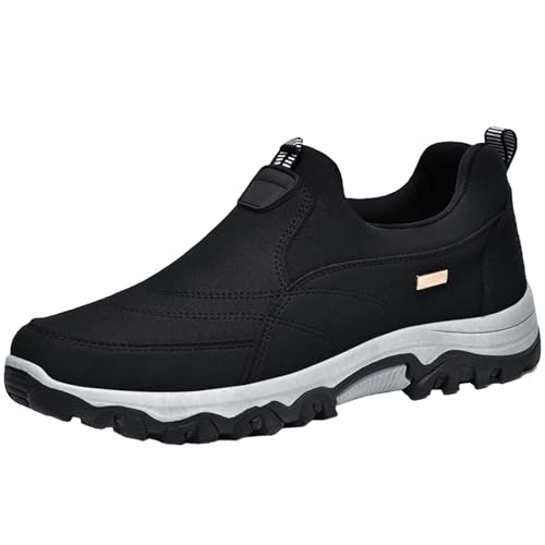 AZMAHT Herrenschuhe Extra Weit Wanderschuhe Herren rutschfest Trekkingschuhe Herren Niedrige Spitze Outdoor Schuhe Herren Leinwand Herrenschuhe Extra Weit Bequeme Schuhe,Schwarz,43 EU von AZMAHT