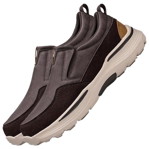 AZMAHT Wanderschuhe Herren wasserdicht Bequeme Wanderschuhe orthopädische Fußgewölbeunterstützung modischer lässiger Sneaker Bequem Atmungsaktive Leichtgewichts Fitness Turnschuhe,Braun,39/245mm von AZMAHT