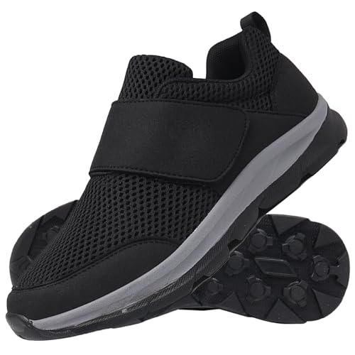 Diabetiker Sandalen Herren Outdoor Walking Shoes Orthopädische mit Klettverschluss Verstellbare Gesundheitsschuhe Verbandschuhe bei geschwollene Füße Reha Schuhe,Schwarz,42/260mm von AZMAHT