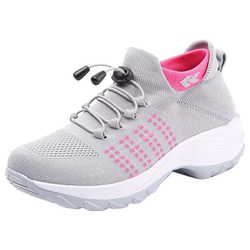 Herren Bequeme Schuhe Mokassins Schuhe Damen Sneaker für Frauen & Männer Bequem Atmungsaktive Leichtgewichts Fitness Turnschuhe Atmungsaktive Mesh-Up-Plateau-Turnschuhe,Grau,42/260mm von AZMAHT