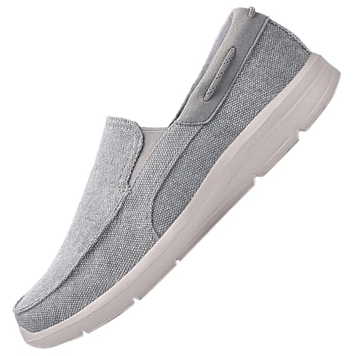 Herren Leichtes Slip On Sneaker Bequeme Schlupfschuhe Freizeit Atmungsaktive Fitness Turnschuhe Outdoor-Walking-Shoes Slip On Walking Shoes,Grau,46/280mm von AZMAHT