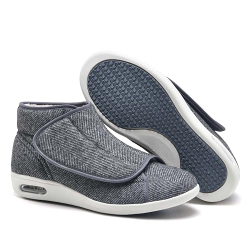 Hoher Spann diabetikerschuhe orthopädische breiter fuß Freizeit Swollen feet Shoes Diabetiker Schuhe Damen Extra Weit Klettverschluss Senioren Schuhe,Grau,42 EU von AZMAHT