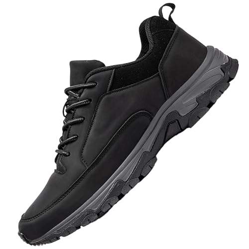 Wanderschuhe Herren SchnüRen Trekking Wanderschuhe FüR Herren PU-Leder Outdoor Schuhe Herren Sneaker Sportschuhe FüR Herren Komfortabel Lowa Schuhe Herren,Schwarz,40.5 EU von AZMAHT