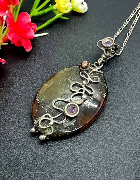 Simbircit Fossil Anhänger in Sterling Silber - Handgefertigter Schutzstein Energiemineral Geschenk Für Frau Ooak Simbircit Fossil Anhänger in Sterling Silber - Handgefertigter Schutzstein Energiemineral Geschenk Für Frau Ooak von AZRockShopUS