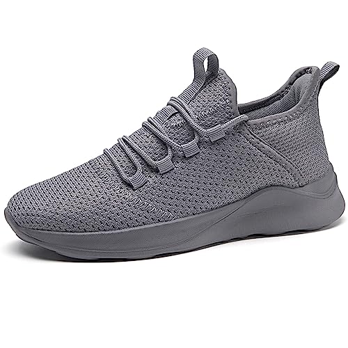 AZSDXS Laufschuhe Herren Atmungsaktive Sportschuhe Sneaker Turnschuhe Running Schuhe Straßenlaufschuhe Tennisschuhe Leichte Joggingschuhe Freizeit Trainingsschuhe fitnessstudio Hellgrau 41 von AZSDXS