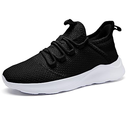 AZSDXS Laufschuhe Herren Atmungsaktive Sportschuhe Sneaker Turnschuhe Running Schuhe Straßenlaufschuhe Tennisschuhe Leichte Joggingschuhe Freizeit Trainingsschuhe fitnessstudio Schwarz/Weiß 45 von AZSDXS