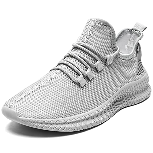 AZSDXS Herren Laufschuhe Leichte Wanderschuhe Mode Atmungsaktiv Joggen Athletic Sneakers Casual Atmungsaktiv Gym Tennis Fitness Sport Outdoor Schuhe, grau, 42 1/3 EU von AZSDXS