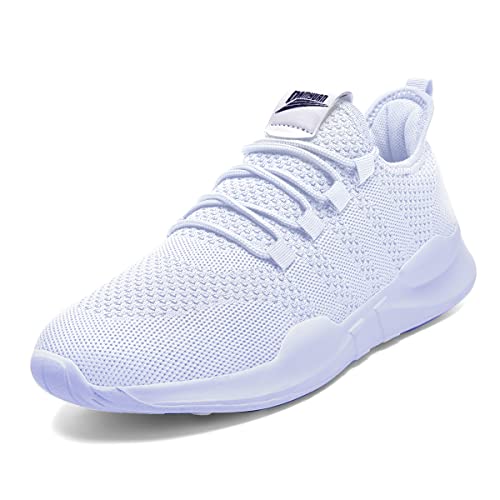 AZSDXS Herren Laufschuhe Leichte Wanderschuhe Mode Atmungsaktiv Joggen Athletic Sneakers Casual Atmungsaktiv Gym Tennis Fitness Sport Outdoor Schuhe, weiß, 39 1/3 EU von AZSDXS