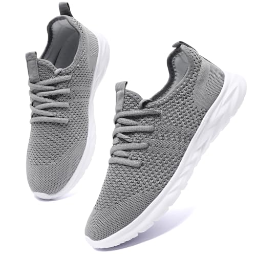 AZSDXS Leicht Turnschuhe Sportschuhe Damen Sneaker Atmungsaktive Hallenschuhe Sommer Schuhe Laufschuhe Outdoor für Fitness Tennis Jogging Bequem Straßenlaufschuhe Hellgrau 38 von AZSDXS