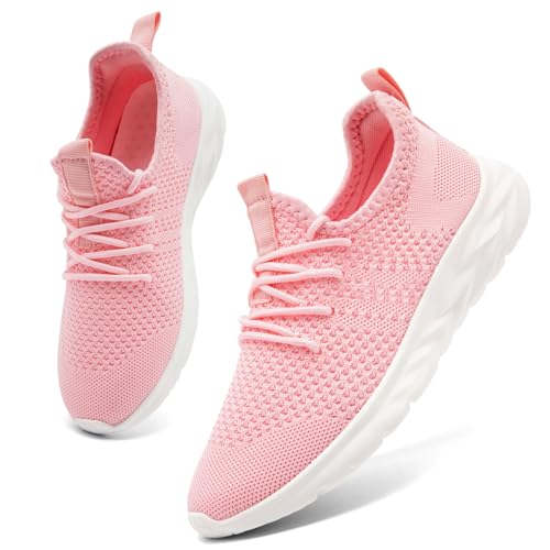 AZSDXS Leicht Turnschuhe Sportschuhe Damen Sneaker Atmungsaktive Hallenschuhe Sommer Schuhe Laufschuhe Outdoor für Fitness Tennis Jogging Bequem Straßenlaufschuhe Rosa 39 von AZSDXS