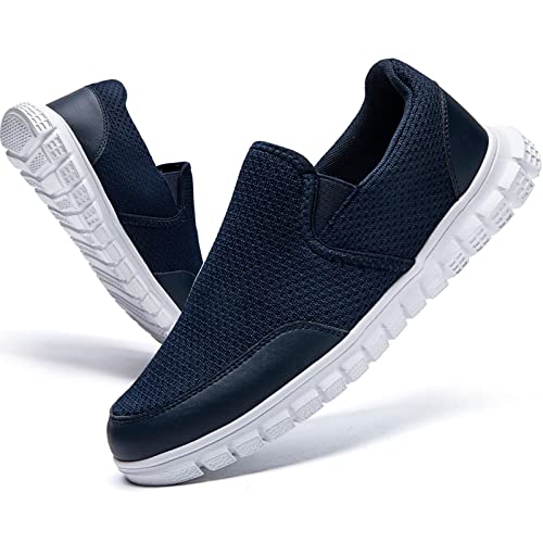 AZSDXS Slip-on Sneaker Herren rutschfeste Laufschuhe Atmungsaktiv Sportschuhe Leicht Freizeitschuhe Outdoor Turnschuhe Dunkelblau 45 von AZSDXS