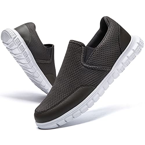 AZSDXS Slip-on Sneaker Herren rutschfeste Laufschuhe Atmungsaktiv Sportschuhe Leicht Freizeitschuhe Outdoor Turnschuhe Dunkelgrau 41 von AZSDXS