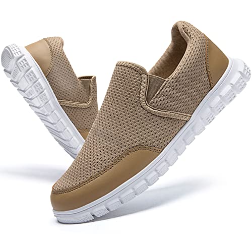 AZSDXS Slip-on Sneaker Herren rutschfeste Laufschuhe Atmungsaktiv Sportschuhe Leicht Freizeitschuhe Outdoor Turnschuhe Khaki 44 von AZSDXS