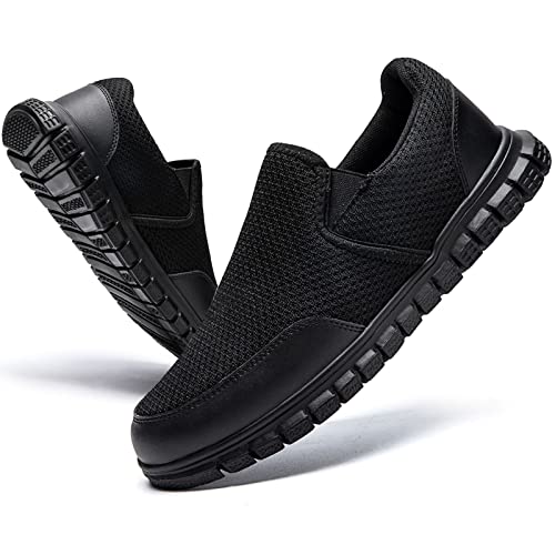 AZSDXS Slip-on Sneaker Herren rutschfeste Laufschuhe Atmungsaktiv Sportschuhe Leicht Freizeitschuhe Outdoor Turnschuhe Schwarz 39 von AZSDXS