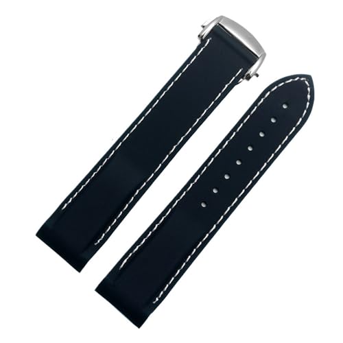 AZSHIW 20 mm 22 mm Gummiarmband mit gebogenem Ende, kompatibel mit Hamilton Kaki Frogman H777050 H778050, Taucherarmband aus Silikon(BLACK GRAY,22mm) von AZSHIW