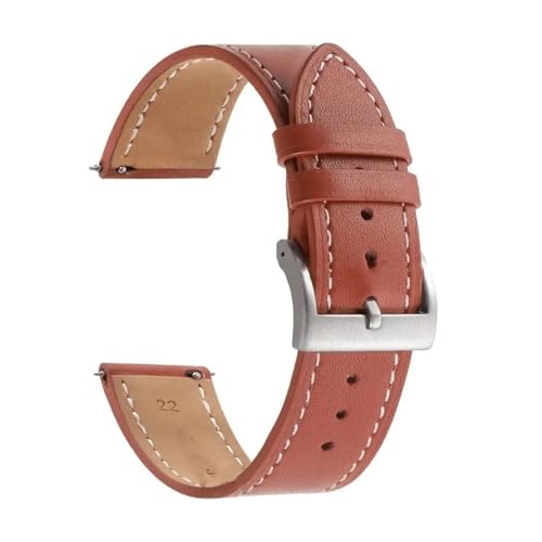 AZSHIW Armband 18 mm 20 mm 22 mm 24 mm Band kompatibel mit Huawei Watch GT5/GT4/GT3 Herren Damen Ersatz-Uhrenarmbänder(Red Brown,22MM_SILVER BUCKLE) von AZSHIW