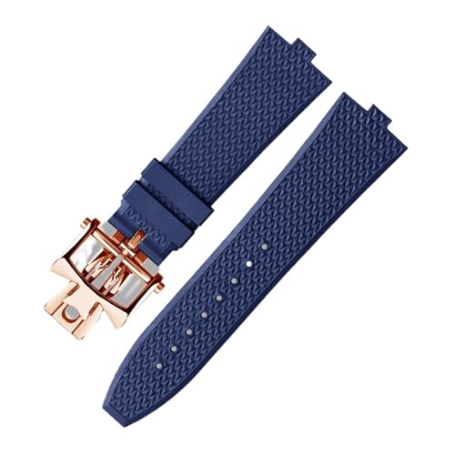AZSHIW FKM-Fluorkautschuk-Armband, kompatibel mit Vacheron Constantin 4500V 5500V 7900 Uhrenarmband, VC-konvexe Öffnung, 7 mm, Armbanduhrenband(Blue rose fold) von AZSHIW