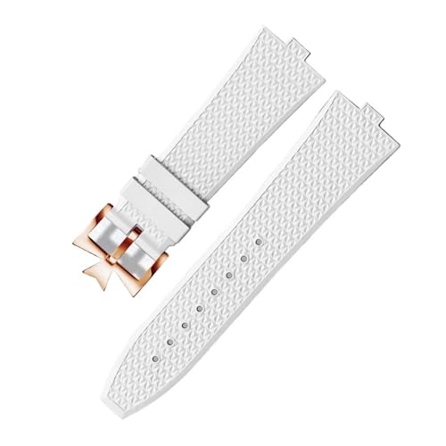 AZSHIW FKM-Fluorkautschuk-Armband, kompatibel mit Vacheron Constantin 4500V 5500V 7900 Uhrenarmband, VC-konvexe Öffnung, 7 mm, Armbanduhrenband(White rose pin) von AZSHIW