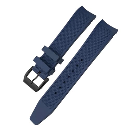 AZSHIW Gebogenes Gummi-Silikon-Uhrenarmband, kompatibel mit IWC-Armbändern in Schwarz und Blau, Taucher-Sportuhrenarmband(Blue-Black,20mm) von AZSHIW