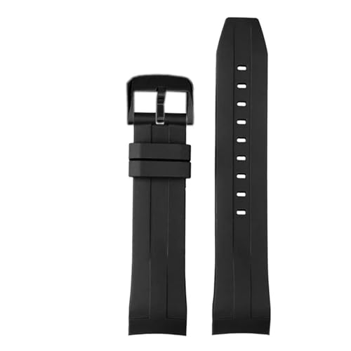 AZSHIW Gummi-Armband kompatibel mit Tissot 1853 Starfish Diving T120 Curved End Silikonarmband T120417A Serie Handgelenkarmband männlich(Black black pin,21mm) von AZSHIW
